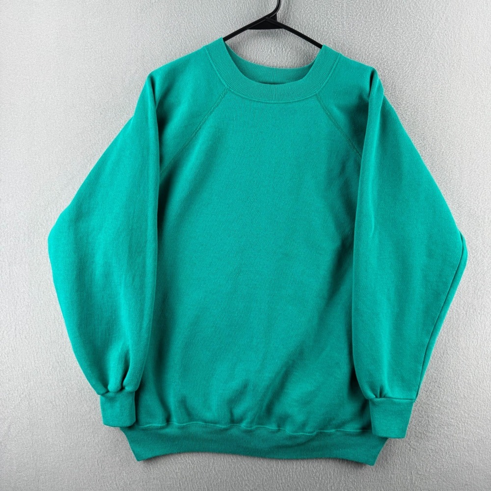 Vintage Crewneck Sweatshirt Womens XL Teal Turquise 90s Made in USA HANES